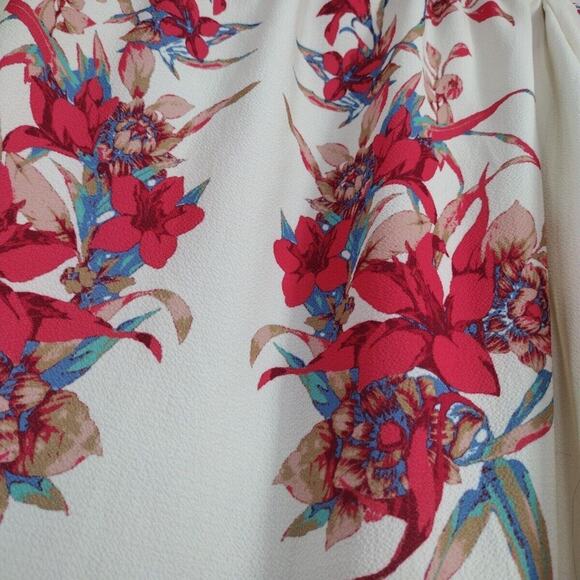 Women's Boho Top Floral Blouse Open Shoulder Bohemian Embroidered Size L - Picture 4 of 8